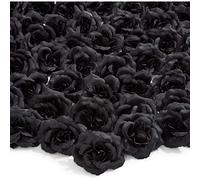 50 Pack Black Roses Artificial Flowers Bulk, 7.6 cm Stemless Fake Silk Roses for Decorations, Wedding, Faux Bouquets