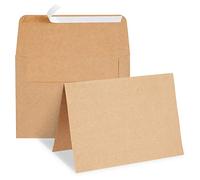 50 Pack Blank A7 Kraft Paper Cards and Envelopes, All Occasion Note Cards for Invitations, Open When Letters (12.5x18 cm)