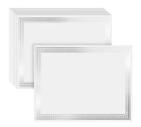 50 Pack Blank Award Certificate Paper with Silver Foil Border, Graduation Certificate, Employee of The Month Certificate, Printer Paper, 21.6 x 28 cm