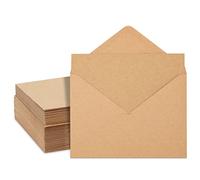 50 Pack Blank Cards and Envelopes 13 x 18 cm, Kraft Paper A7 Notecards for DIY Open When Letters, Wedding Invitations, Birthday Cards