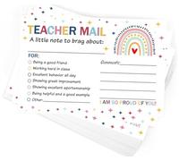50-Pack Boho Rainbow Communication Cards - Motivational Teacher-Parent Notes for Classroom Behavior Rewards (Preschool to Elementary)