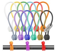 50 Pack Cable Ties - Reusable Silicone Magnetic Ties for Wires, Cords & Chargers - Wrap & Snap Twist Ties - Flexible Wire Organisers & Desk Tidy Solution for Home, Office & Travel, Multicolour