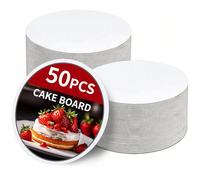 50-Pack Cake Boards 6 inch Round, Cardboard Cake Board Rounds, White Disposable Cake Plates, Cake Circles Rounds Base Food-Grade Disposable Cake Plate Stand for Cake DIY, Pizza Display(6 inch)