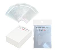 50 Pack Car Coaster Display Cards with Bags 3.94 x 2.87 Inch Sublimation Blanks Packaging Kit for Customized Drink Coasters Gift Presentation