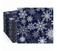 50 Pack Christmas Disposable Paper Napkins, Navy Blue White Silver Snowflake Winter 2-Ply Table Napkins for Xmas & New Year Holiday Decor