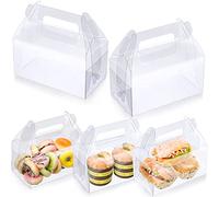 50 Pack Clear Gable Bakery Gift Boxes Candy Treat Gift Box Plastic Party Favor Boxes for Dessert Cookies Birthday Baby Shower Wedding Holiday Thanksgiving Christmas Valentine, 6.3 x 3.5 x 3.2 Inch