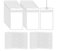 50 Pack Clear Plastic Luggage Bag Tag Holder Badge Label Tag Holder with 50 Pack Luggage Loops Straps for Office Business Travel Supplies