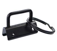 50 Pack - CleverDelights 1.25" Key Fob Hardware Set with Key Rings - Dark Black Color - for Lanyards Key Chain Wristlets - 1 1/4 Inch