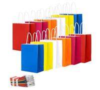 50 Pack Colourful Paper Party Gift Bags with Handles - Assorted Bright Colors for Birthdays, Weddings, Baby Showers, Hen Nights & More - Perfect for Kids and Adult Party Favors, Treats & Small Gifts!