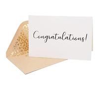 50 Pack Congratulations Card - Elegant Greeting Cards with ''Congratulations'' Embossed in Gold Foil Letters - for Engagement, Graduation, Wedding - 52 Envelopes Included - 4" x 6" - White