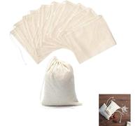 50-Pack Cotton Muslin Bags 8x10cm - 100% Cotton Drawstring Bags for Cooking, Tea & Spice Storage