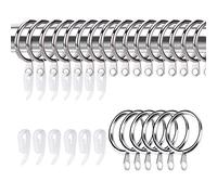 50 Pack Curtain Rings and Hooks, KissDate 30mm Metal Drapery Curtain Rings Hanging Rings & Curtain Hooks Plastic White for Curtains and Rods, Drape Sliding Eyelet Rings(Silver)