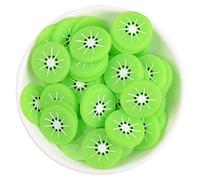 50 Pack Cute Fruit Vegetable Resin Charms Flatbacks Buttons Polymer Clay Beads for Miniature Fairy Garden Hair Accessories Jewelry Making Home Decorations(Kiwi)