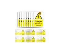 50 Pack Danger Electrical Hazard Warning Stickers, 150 x 100mm PVC Signs