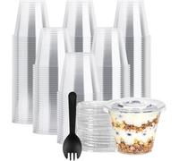 50 Pack Dessert Cups, 9 OZ Clear Plastic Dessert Parfait Cup for Party Small Round Serving Appetizer Cups Fruit Ice Cream Pudding Yogurt Jello Shot Cake Cup Bowls