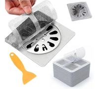 (50 Pack) Disposable Drain Cover & Drain Snake Stickers - 10 cm Square Shower Drain Cover & Hair Catcher for Shower Drain - Perfect for Bath & Kitchen - Mesh Stops Human & Pet Hair