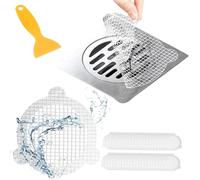 (50 Pack) Disposable Drain Cover & Drain Snake Stickers - 9cm Round Shower Drain Cover & Hair Catcher for Shower Drain - Perfect for Bath & Kitchen - Mesh Stops Human & Pet Hair