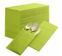 50-Pack Disposable Linen-Feel Dinner Napkins with Built-in Flatware Pocket, KIWI Prefolded Cloth Like Paper Napkins For Dinner, Wedding Or Party [Silverware NOT Included]