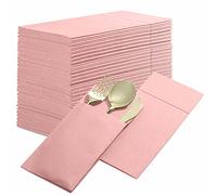 50-Pack Disposable Linen-Feel Dinner Napkins with Built-in Flatware Pocket, Pink Prefolded Cloth Like Paper Napkins for Dinner, Wedding Or Party [Silverware NOT Included]