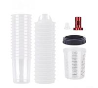 50 Pack Disposable Spray Pot Set with Inner Cups for HVLP Paint Sprayer - Clear Mixing Cup Kit for Car Wood Fence Painting