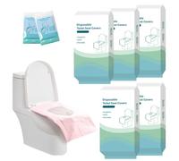 50 Pack Disposable Toilet Seat Covers,Extra Large PE Waterproof Film Travel Toilet Mats Covers,Individually Wrapped,Waterproof Anti Slip, for Kids Adults Office Hotel Travel Public Restroom (Pink)