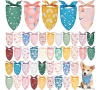 50 Pack Dog Bandanas Bulk Summer Spring Flower Dog Bandanas Pet Costume Dog Outfit Holiday Washable Scarf Pets Triangle Head Scarfs Bandanas Puppy Floral Dog Bibs for Girl and Boy (Multicolor)