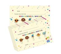 50 Pack Donut Kid’s Thank You Cards Fill in the Blank Postcards - 4.25 x 6 Inch Double-Sided Custom Thank You Notes For Boys or Girls Birthday Party, Event, or Holiday Use