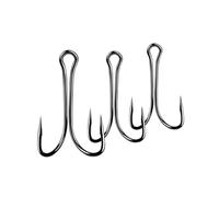 50 Pack Double Fish Hooks, Various Sizes Lure Hook, High Carbon Steel Strong Sharp Open Shank Barbed Frog Hooks for Freshwater and Saltwater (2#)