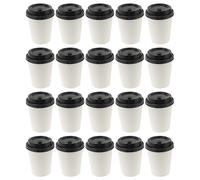 50 Pack Double Layer Disposable Paper Coffee Cups with Lid (280ml, 8oz)