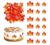 50 Pack Edible Fall Leaves Cupcake Toppers Wafer Paper Autumn Maple Leaves Cupcake Picks Edible Fall leaf Cupcake Decorations for Thanksgiving Baby Shower Birthday Party Cake Decor Supplies