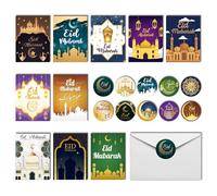 50 Pack Eid Mubarak Cards, Islamic Eid Card Paper Greeting Cards Eid Mubarak Decorations with 50 Envelopes & Eid Mubarak Stickers for Party Supplies Celebration