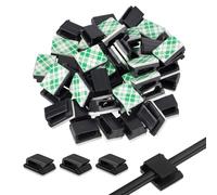 50 Pack Electrical Car Wire Clips, Self Adhesive Cable Clips Self Adhesive, Dash Cam Cable Clips, Stick on Cable Clips for Car, Office and Home (13 x 10 mm, Black)