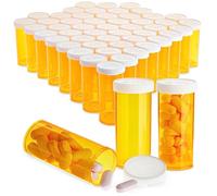 50 Pack Empty Pill Bottles with Caps for Prescription Medication, 8-Dram Plastic Medicine Containers (Orange)
