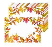 50 Pack Fall Paper Placemats Disposable Maple Leaves Paper Place Mats 11 x 16 Inch Autumn Acorns Seasonal Table Mats Party Decorative for Thanksgiving Holiday Party Kitchen Dining Table Decoration