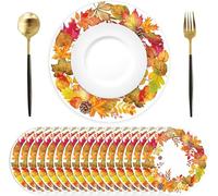 50 Pack Fall Paper Placemats Disposable Maple Leaves Paper Place Mats 13.7 Inch Autumn Seasonal Table Mats Party Decorative for Thanksgiving Holiday Birthday Party Kitchen Dining Table Decoration