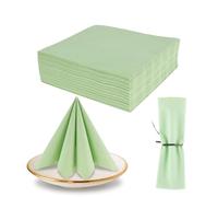 50 Pack Feel Serviettes, 40x40cm Green Linen Paper Napkins for Wedding Party Table Decor