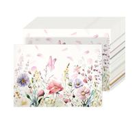 50 Pack Floral Disposable Paper Placemats - 16x11 Inch Watercolor Wildflower & Butterfly Design Table Mats for Wedding, Tea Party, Spring Holiday Dinner, Easter, Mother's Day Party Supplies