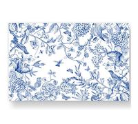50 Pack Flower Bird Paper Place Mats Blue White Hydrangea Branches Disposable Placemat 11 x 17 Inch Decorative Vintage Paper Table Mats for Dinner Table Setting Party Supplies