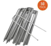 50 Pack Galvanised U Pins Ground Garden Membrane Fabric Hooks Pegs Staples