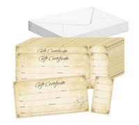 50 Pack Gift Certificates with Envelopes 2.36x5.9 Inch- Blank Gift Cards with Name and Address Voucher Certificates for Personal or Small Business