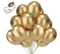 50 Pack Gold metallic balloons 12 Inch Latex Party Balloon Round Helium Ballons for Boys Mens Gold Birthday Kids Party Wedding Anniversary Baby Shower Graduation Decoration