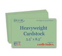 50 Pack Green 5.5 x 8.5 Flat Cards - Blank 110lb Index (199gsm) Heavyweight Cut Cardstock Paper for DIY Invitations, Note Cards, Menu's, Postcards & More - Printable - Made in USA