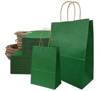 50 Pack Green Paper Bags, Party Bags, Large & Small Paper Gift Bags with Handles for Shopping, Presents, Birthdays & Boutique, Weddings, Goodie Bags