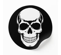 50 Pack Halloween Skull Stickers - 45mm Round Black & White Skeleton Labels for Spooky Decorations, Party Favours, Kids & Adults
