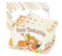 50 Pack Happy Thanksgiving Greeting Cards Postcards 4" x 6" Fall Holiday Post Pumpkins Maple Leaves Autumn Harvest Blank Note Card for Holiday Gifts Party Decorations