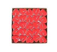 50 Pack Heart Shaped Unscented Tea Lights Candles - Smokeless Tealight Candles - Decorations for Wedding, Party, Votives, Oil Burners and Christma (Red)