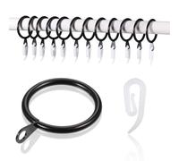 50 Pack Heavy Duty Metal Curtain Rings, 30mm Inner Diameter, Pole Rings, Rings and Hooks Set, Black Curtain Pole Hooks for Drapery, Rods, Tracks