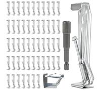 50 Pack Hidden Gutter Hangers, 13 x 3 cm Hidden Gutter Brackets with Screw and 1 Nut Driver for K Style Aluminium Gutters, Heavy Duty Gutter Clips for Roof Drainage Installation