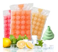 50 Pack Ice Bags for 1200 Ice Cubes, Food Grade PE Disposable Moulds Freezer Bags, Self-Sealing Quick Freezer Odorless Ice Maker Bags with Silicone Funnel, for Drinks, Cocktail, Coffee, Food Storage