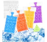50 Pack Ice Cube Bags 1200 Ice Cubes Disposable Ice Bag with Funnel Self-Sealing Ice Cube Freezer Bags for Milk Juice Drinks Cocktail